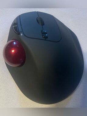 Perixx Permice-717 Wireless Ergonomic Trackball Mouse - Black with Red Trackball
